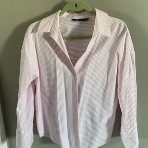 Zara Light Pink Striped Shirt